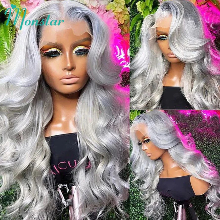 30 40 Inches Silver Grey Body Wave Lace Front Wigs 613 Hd Lace Frontal Wig 13x6 Raw Vietnamese Colored Human Hair Wigs For Women
