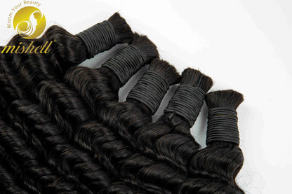 Natural Human Braiding Hair 26 28 Inch Deep Water Wave Bulk Human Hair for Boho Braids No Weft 16A Virgin Curly Hair Extensions
