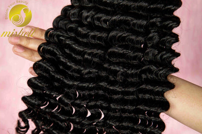 Natural Human Braiding Hair 26 28 Inch Deep Water Wave Bulk Human Hair for Boho Braids No Weft 16A Virgin Curly Hair Extensions