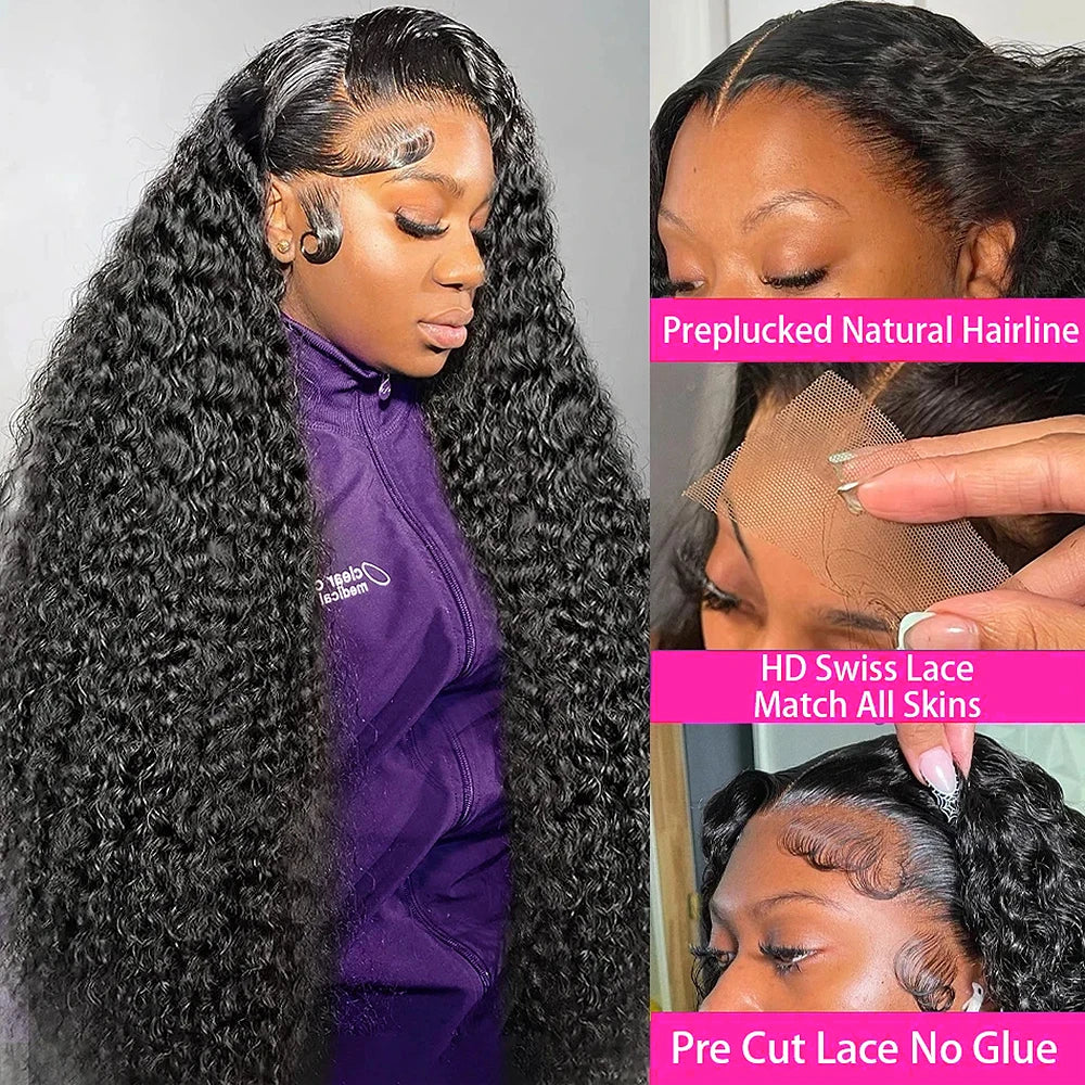 Water Wave Glueless Wig Human Hair Curly 13x6 HD Frontal Wig 250% Deep Wave Lace Front Wigs Wear Go 7x5 HD Lace Closure Wig Sale