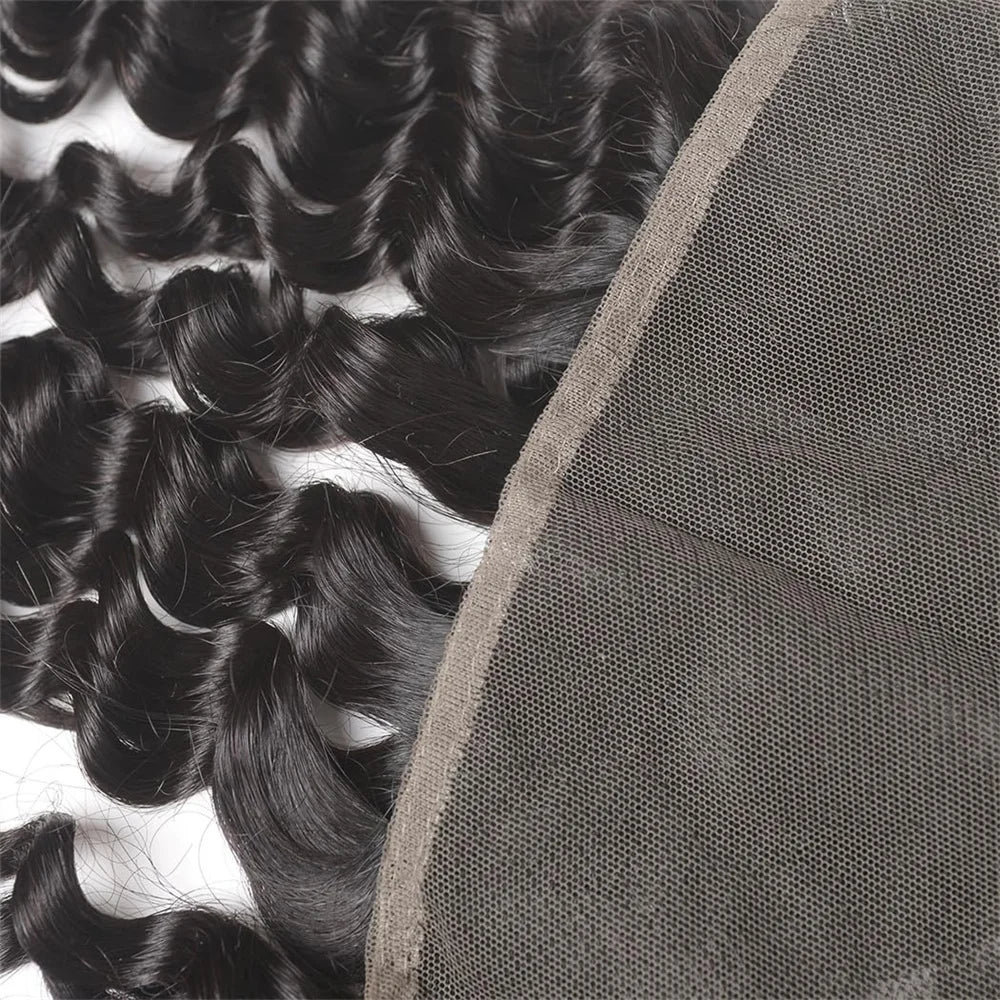 Deep Wave 13x4 Lace Frontal Closure Curly Frontal Transparent Lace Frontals With 100% Virgin Hair 100% Human Hair Natural Color