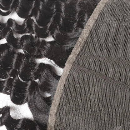 Deep Wave 13x4 Lace Frontal Closure Curly Frontal Transparent Lace Frontals With 100% Virgin Hair 100% Human Hair Natural Color
