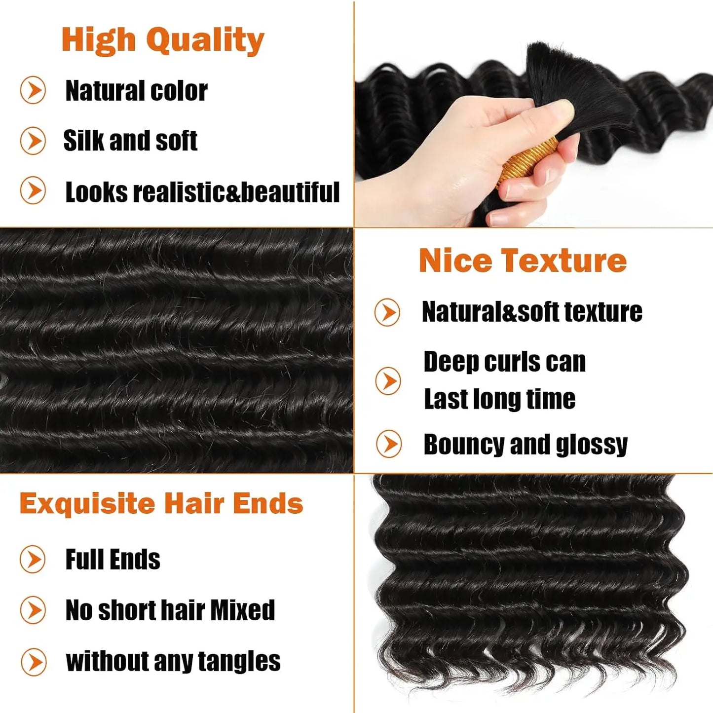 Natural Human Braiding Hair 26 28 Inch Deep Water Wave Bulk Human Hair for Boho Braids No Weft 16A Virgin Curly Hair Extensions
