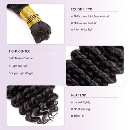 Natural Human Braiding Hair 26 28 Inch Deep Water Wave Bulk Human Hair for Boho Braids No Weft 16A Virgin Curly Hair Extensions