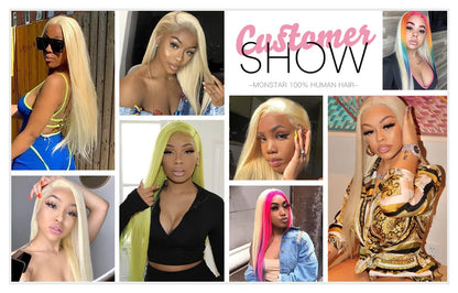13x4 13x6 360 HD Transparent 613 Honey Blonde Color Lace Front Human Hair Wigs for Women Raw Brazilian Straight Lace Frontal Wig