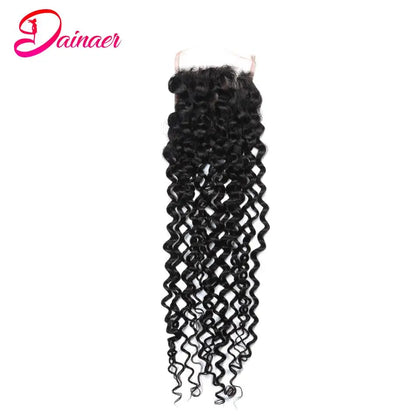 Afro Kinky Curly Closure Human Hair 4x4 Free Part Closure 12-22Inch Natural Color Swiss Lace Closure 100% Human Hair Closure