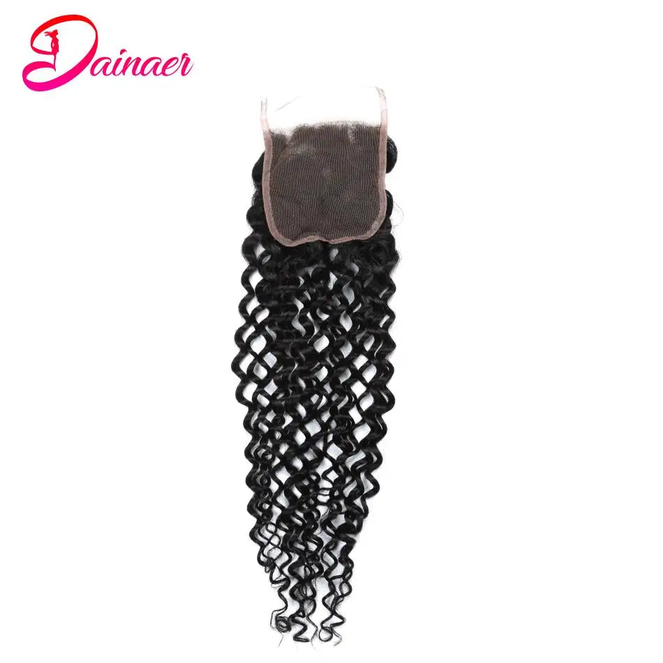 Afro Kinky Curly Closure Human Hair 4x4 Free Part Closure 12-22Inch Natural Color Swiss Lace Closure 100% Human Hair Closure