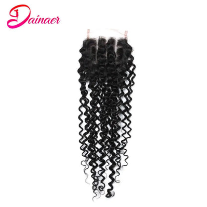 Afro Kinky Curly Closure Human Hair 4x4 Free Part Closure 12-22Inch Natural Color Swiss Lace Closure 100% Human Hair Closure