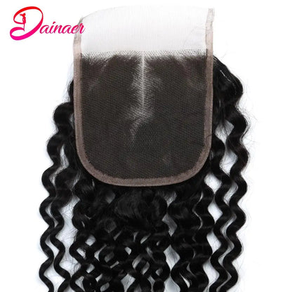 Afro Kinky Curly Closure Human Hair 4x4 Free Part Closure 12-22Inch Natural Color Swiss Lace Closure 100% Human Hair Closure
