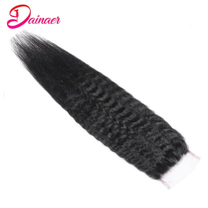 Brazilian Kinky Straight Closure 100% Human Hair Closure Swiss Lace Free Part 12-22Inch Human Hair 4×4 Lace Closure