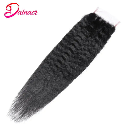 Brazilian Kinky Straight Closure 100% Human Hair Closure Swiss Lace Free Part 12-22Inch Human Hair 4×4 Lace Closure