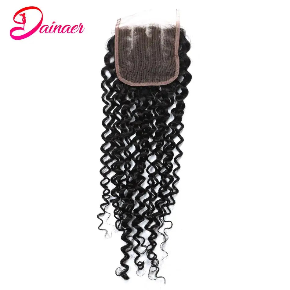 Afro Kinky Curly Closure Human Hair 4x4 Free Part Closure 12-22Inch Natural Color Swiss Lace Closure 100% Human Hair Closure