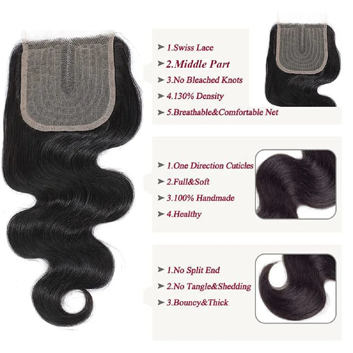 Body Wave Human Hair Bundles With 4×4 HD Lace Closure Bundles 100% Human Hair Extensions Brazilian Weave Raw Hair Natural Color