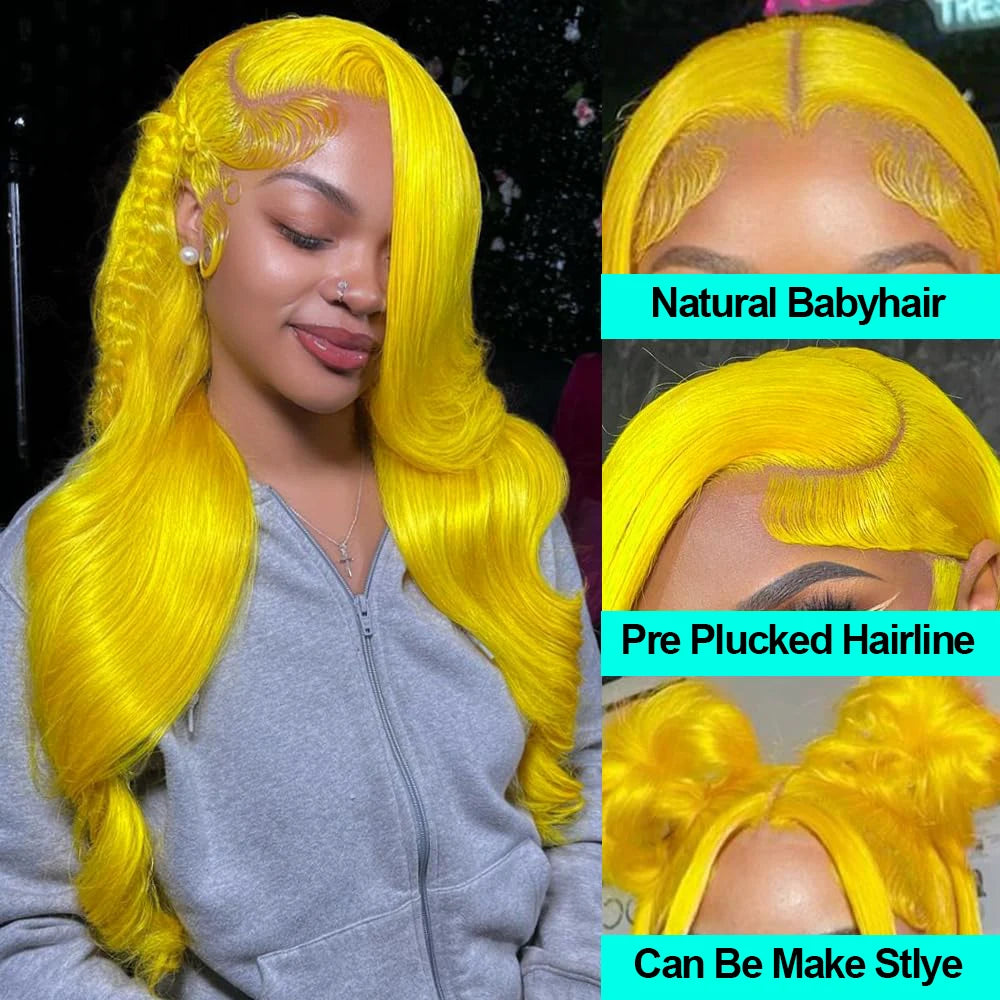 Light Yellow 613 13x6 HD Lace Frontal Wig Human Hair Body Wave Transparent Lace Wig 613 Colored Human Hair Wigs 200% For Women
