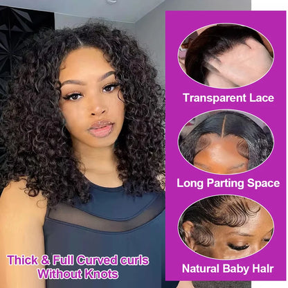 Brazilian 13x4 Glueless Curly Lace Front Wig Short Bob Frontal Wig Deep Water Wave 13X6 Hd Lace Frontal Human Hair Wig For Women