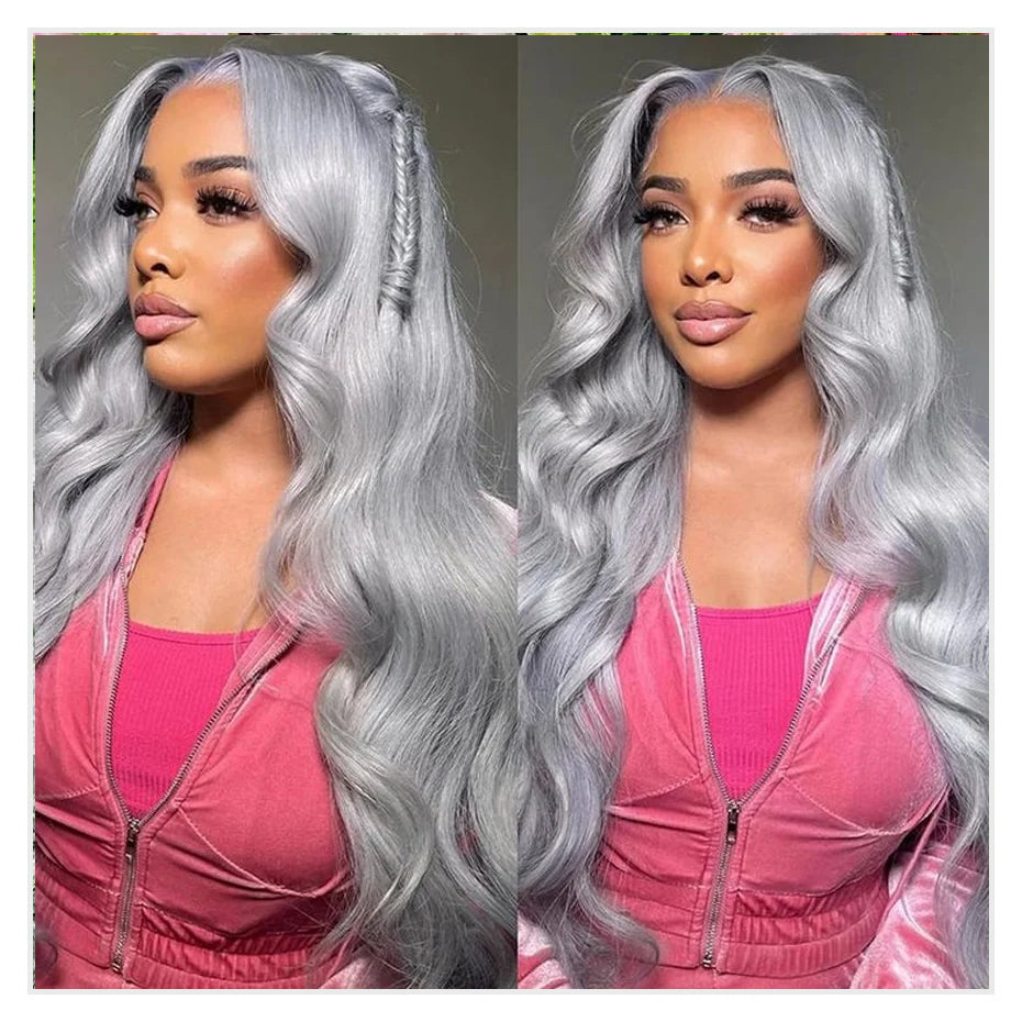 30 40 Inches Silver Grey Body Wave Lace Front Wigs 613 Hd Lace Frontal Wig 13x6 Raw Vietnamese Colored Human Hair Wigs For Women