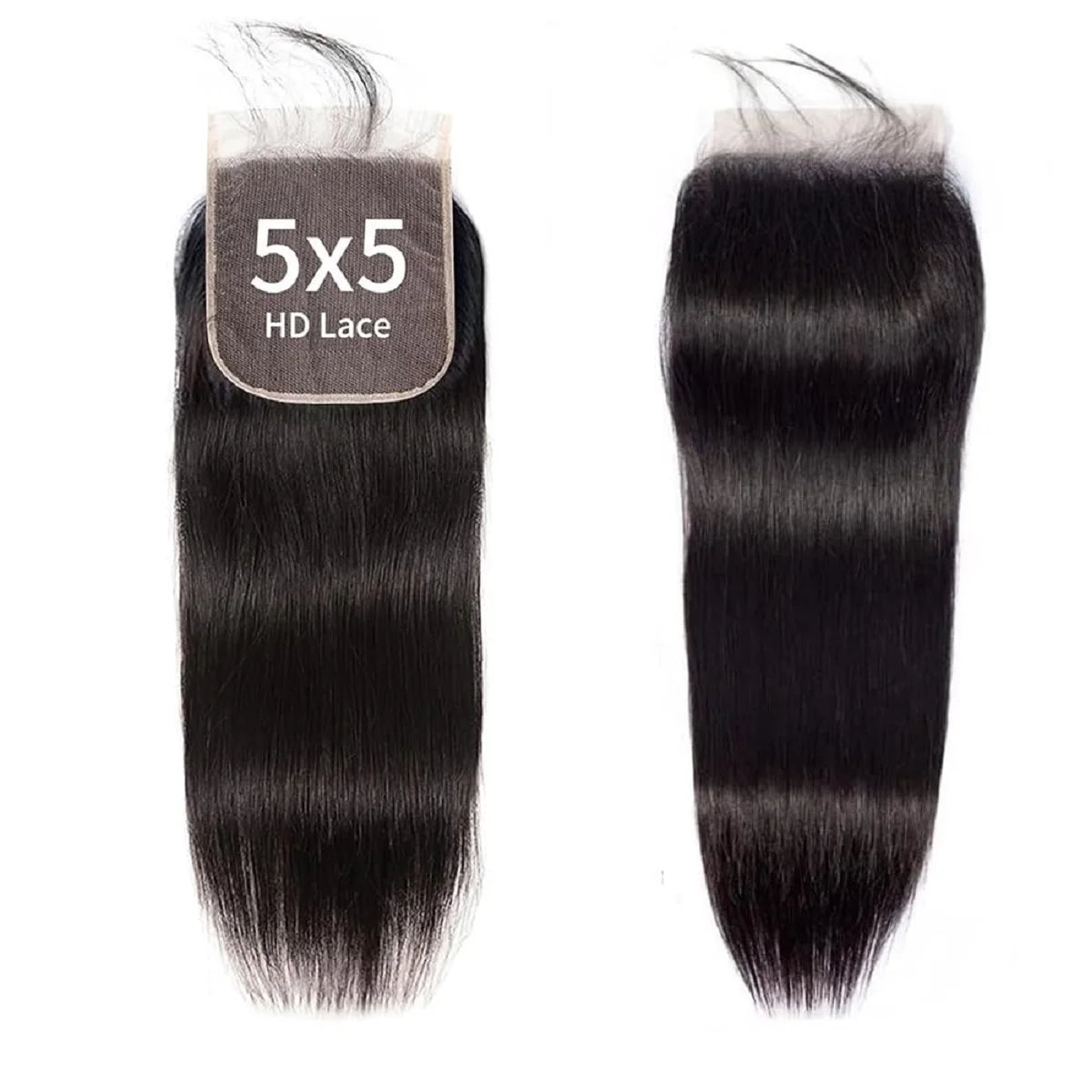 YEORING Straight Human Hair Bundles With 5×5 HD Lace Closure Bundles 100% Human Hair Extensions Brazilian Weave Raw Hair Natural