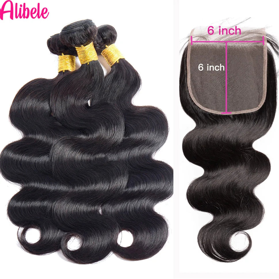 Body Wave Bundles With Closure Malaysia Virgin Human Hair Bundles With 5x5 6x6 HD Transparent Lace Closure Free Part Black Color