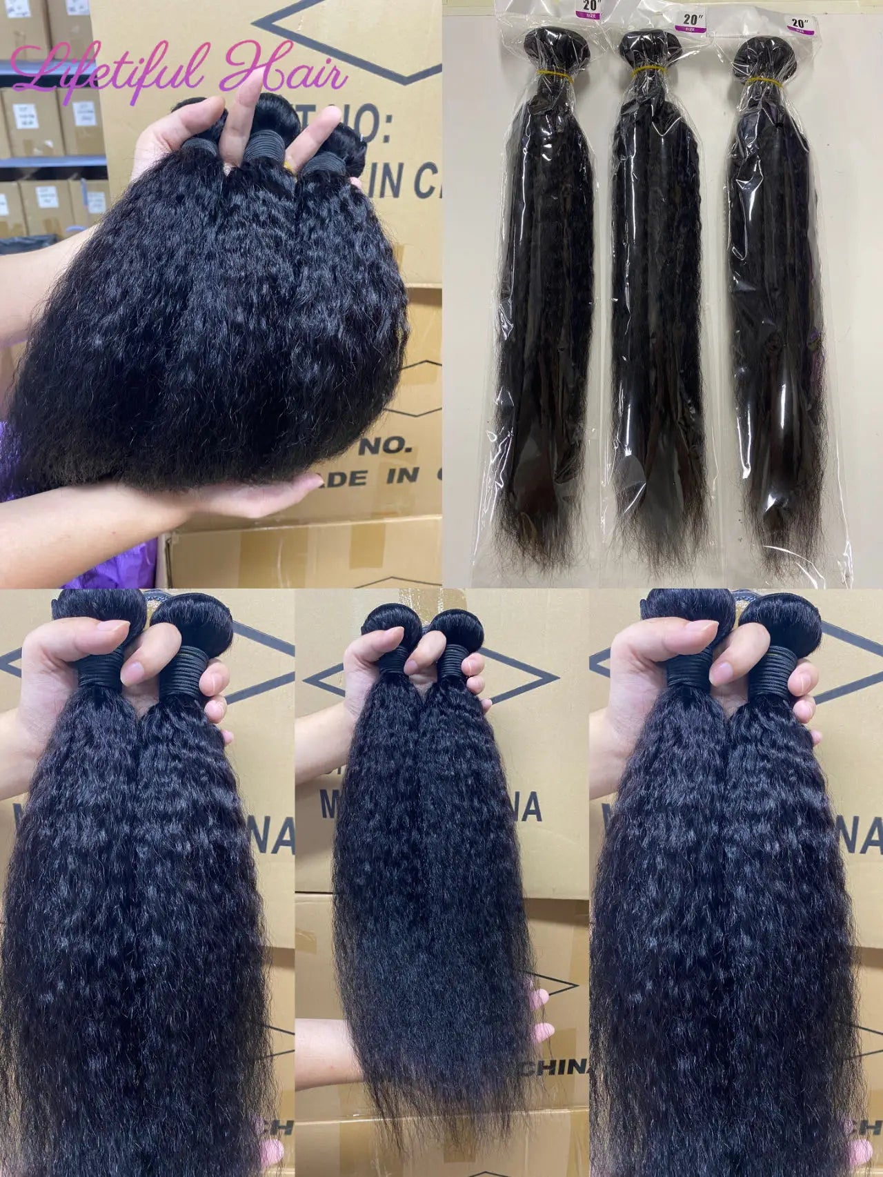 Kinky Straight Human Hair Bundles 1/3/4 Yaki Bundles 28 30 32 Inch Bundles Brazilian Raw Human Hair Extensions for Women