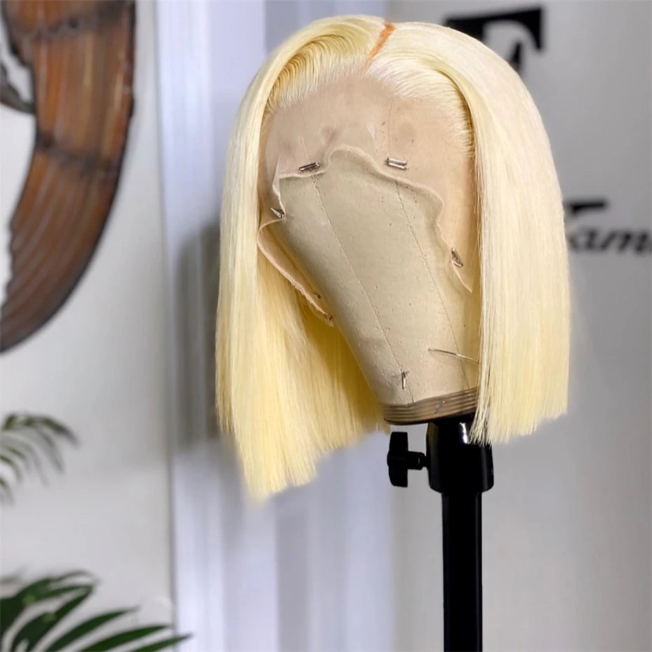 Bob Wig Human Hair 13x4 13x6 Lace Front Wig Pre Plucked 613 Blonde Color Human Hair Wigs Transparent Lace Frontal Wigs For Women