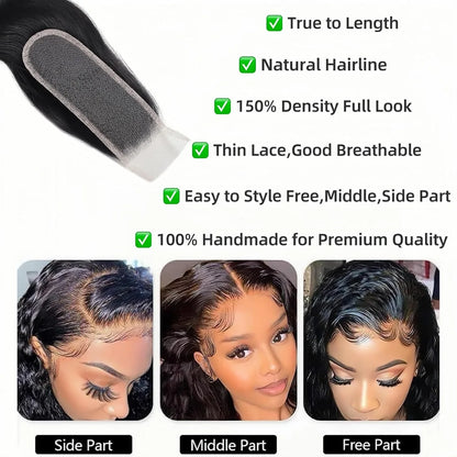 YEORING Store Body Wave Human Hair 2×6 Lace Skin Melt Transparent Closure Lace Swiss Closure 100% Human Hair Remy Brazilian Hair