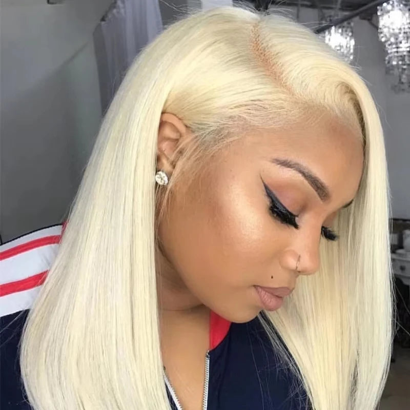 4/27 Highlight Bob Wigs Straight Lace Front Wig Human Hair Ombre Frontal Bob Wig Human Hair gluelss wear to go Ombre Brown Wig 1