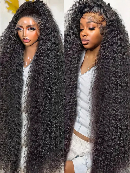 Transparent 250% Density Water Culry 360 Full Lace Frontal Wig Human Hair 40Inch Deep Wave 13x4 13x6 Hd Lace Front Wig For Women