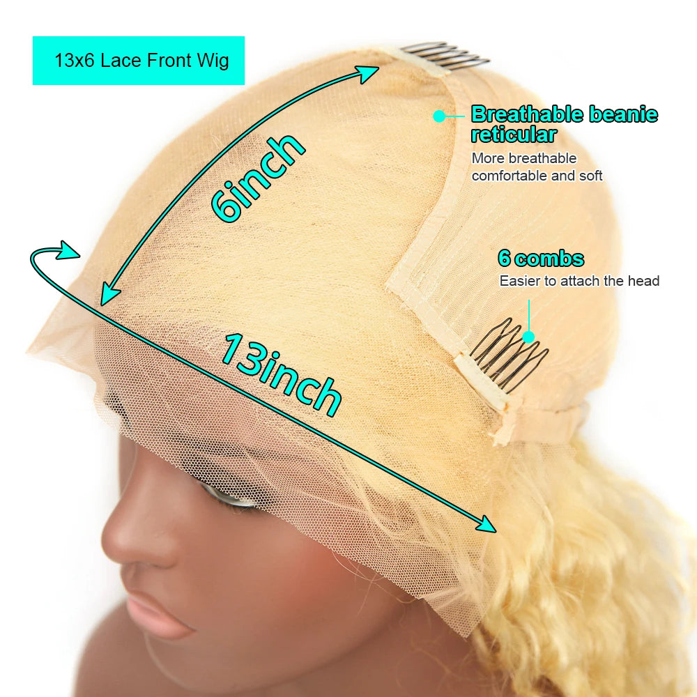 Light Yellow 613 13x6 HD Lace Frontal Wig Human Hair Body Wave Transparent Lace Wig 613 Colored Human Hair Wigs 200% For Women