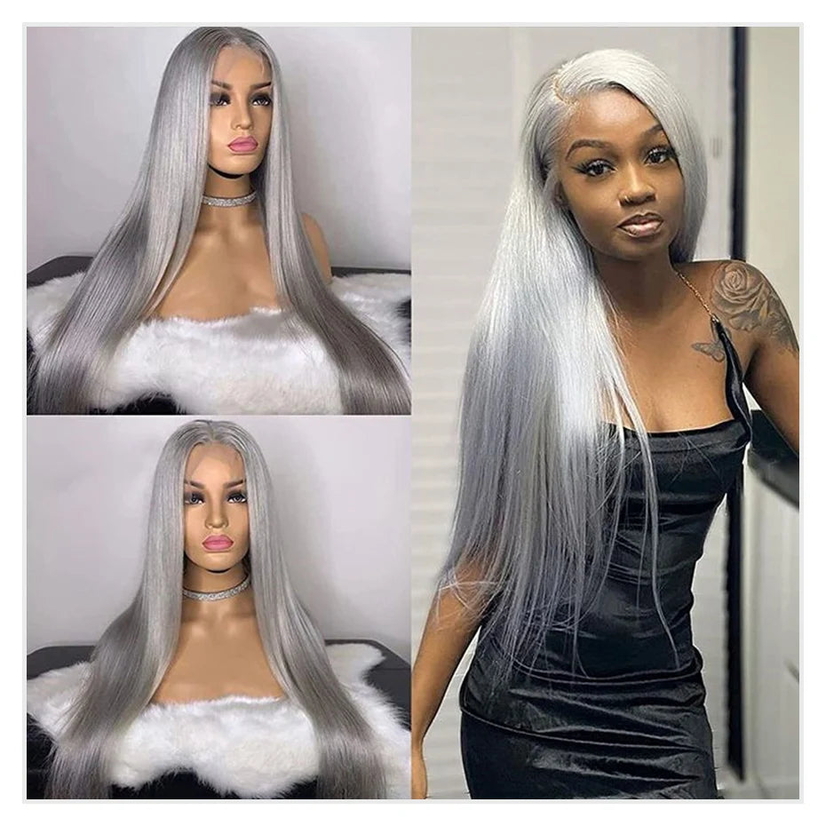 30 40 Inches Silver Grey Body Wave Lace Front Wigs 613 Hd Lace Frontal Wig 13x6 Raw Vietnamese Colored Human Hair Wigs For Women