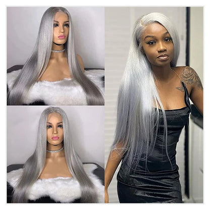 30 40 Inches Silver Grey Body Wave Lace Front Wigs 613 Hd Lace Frontal Wig 13x6 Raw Vietnamese Colored Human Hair Wigs For Women