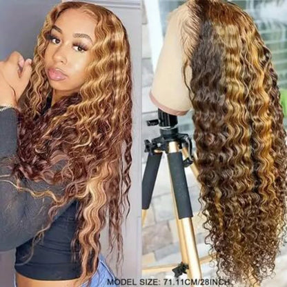 16 inch P4/27 curly Wave Highlighted bob Human Hair wigs 5x5 Honey Brown Curly Hair wave glueless wigs human hair for women