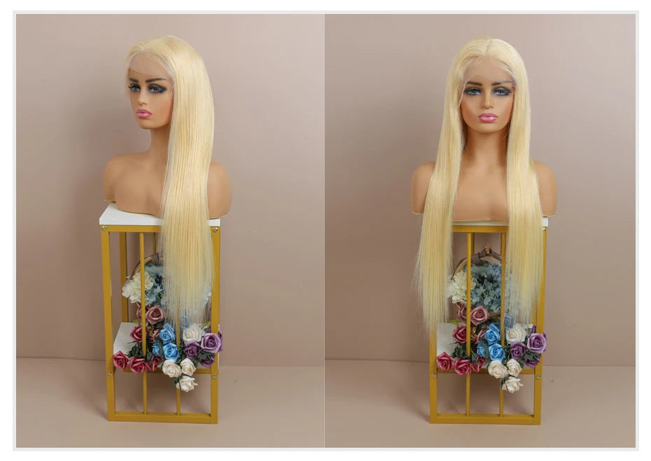 13x4 13x6 360 HD Transparent 613 Honey Blonde Color Lace Front Human Hair Wigs for Women Raw Brazilian Straight Lace Frontal Wig