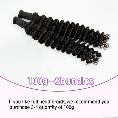 Natural Human Braiding Hair 26 28 Inch Deep Water Wave Bulk Human Hair for Boho Braids No Weft 16A Virgin Curly Hair Extensions