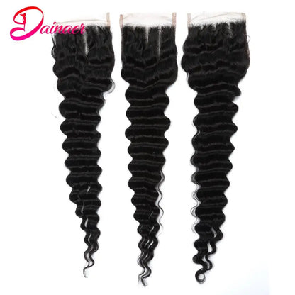 Deep Wave 4x4 Lace Closure 100% Human Hair Closure Soft Remy Hair Brazilian Deep Wave Closure Human Hair Pre Plucked