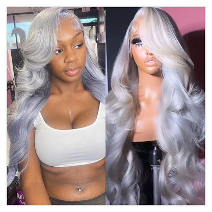 30 40 Inches Silver Grey Body Wave Lace Front Wigs 613 Hd Lace Frontal Wig 13x6 Raw Vietnamese Colored Human Hair Wigs For Women