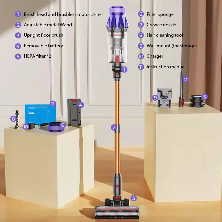 Laresar V7 500W 50KPA Suction Power Cordless Vacuum Cleaner  Handheld smart Home appliance Removable Battery Dust Cup