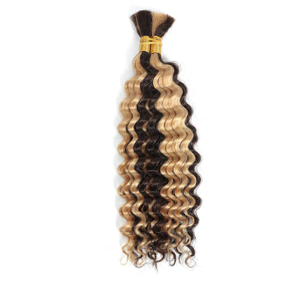 Deep Wave Bulk Human Hair for Braiding No Weft Human Braiding Hair For Boho Braids Brazilian Virgin Human Hair Extensions 33#