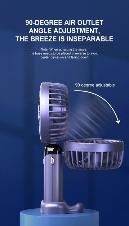 Handheld Mini Fan Foldable Portable Neck Hanging Fans 5 Speed USB Rechargeable Fan with Phone Stand and Display Screen 1800mAh