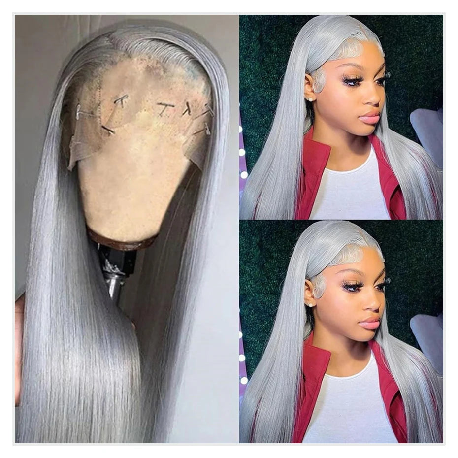 30 40 Inches Silver Grey Body Wave Lace Front Wigs 613 Hd Lace Frontal Wig 13x6 Raw Vietnamese Colored Human Hair Wigs For Women