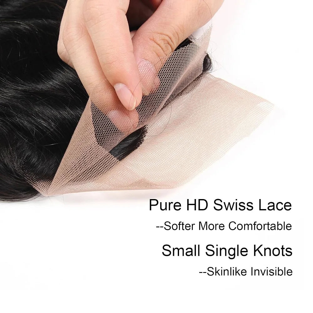 Straight Human Hair Bundles With 13×4 HD Lace Frontal Bundles 100% Human Hair Extensions Brazilian Weave Raw Hair Natural Color