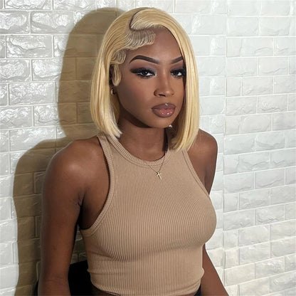 Bob Wig Human Hair 13x4 13x6 Lace Front Wig Pre Plucked 613 Blonde Color Human Hair Wigs Transparent Lace Frontal Wigs For Women