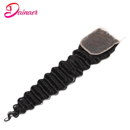 Deep Wave 4x4 Lace Closure 100% Human Hair Closure Soft Remy Hair Brazilian Deep Wave Closure Human Hair Pre Plucked