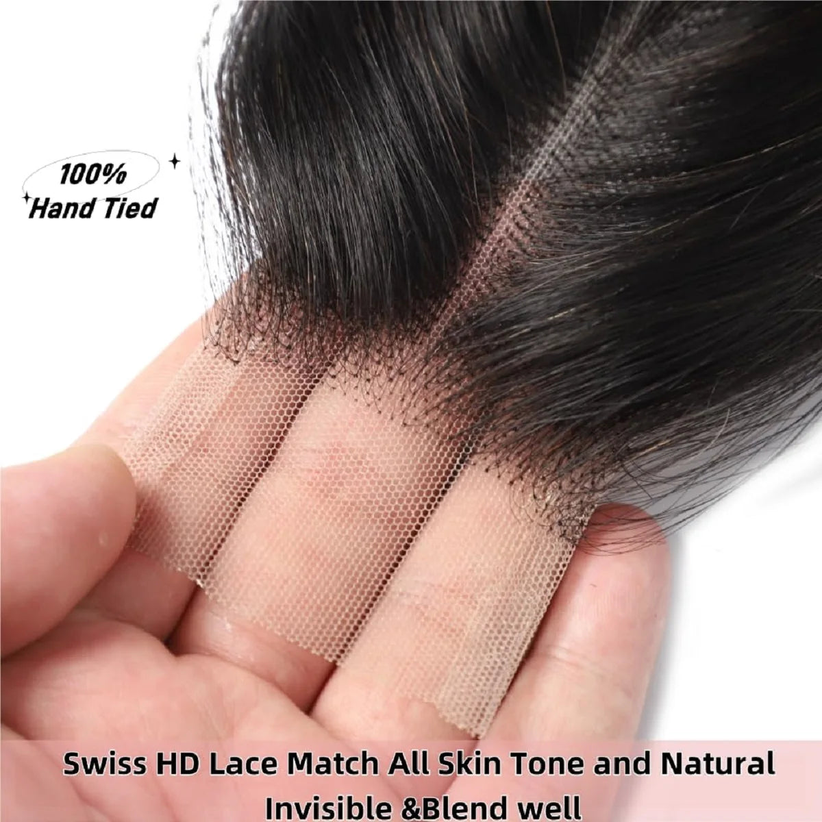 YEORING Store Body Wave Human Hair 2×6 Lace Skin Melt Transparent Closure Lace Swiss Closure 100% Human Hair Remy Brazilian Hair