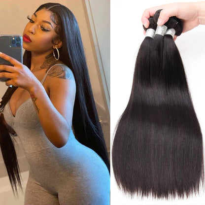 8-32 Inch Bone Straight Human Hair Weave Bundles 12 A Brazilian Natural Color 100% Remy Human Hair Extension 1 3 4 Bundles Weft