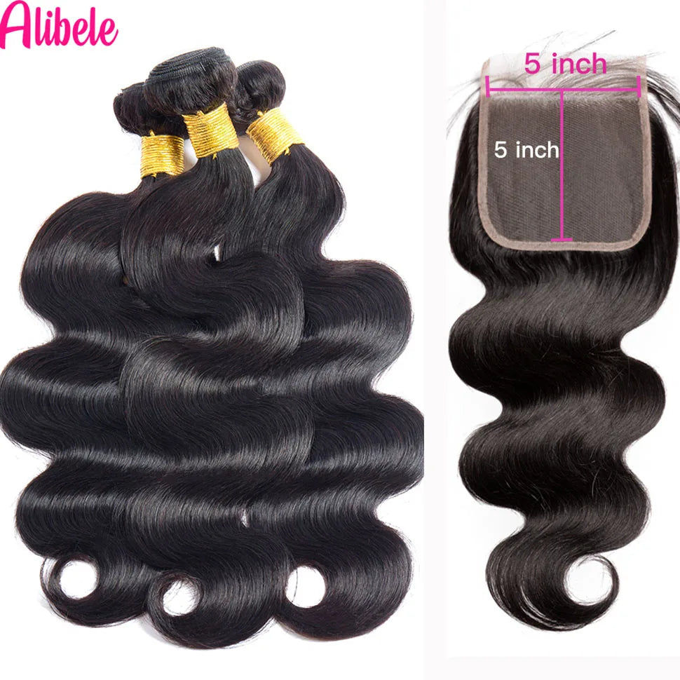 Body Wave Bundles With Closure Malaysia Virgin Human Hair Bundles With 5x5 6x6 HD Transparent Lace Closure Free Part Black Color