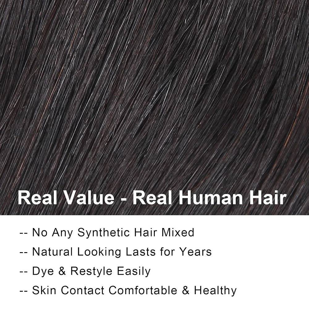 Straight Human Hair Bundles With 13×4 HD Lace Frontal Bundles 100% Human Hair Extensions Brazilian Weave Raw Hair Natural Color