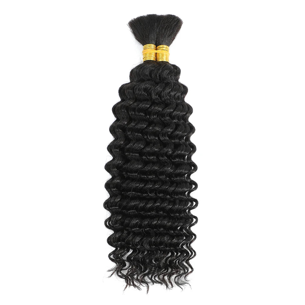 Deep Wave Bulk Human Hair for Braiding No Weft Human Braiding Hair For Boho Braids Brazilian Virgin Human Hair Extensions 33#