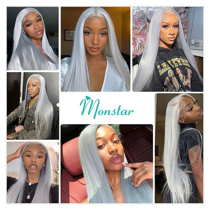 30 40 Inches Silver Grey Body Wave Lace Front Wigs 613 Hd Lace Frontal Wig 13x6 Raw Vietnamese Colored Human Hair Wigs For Women