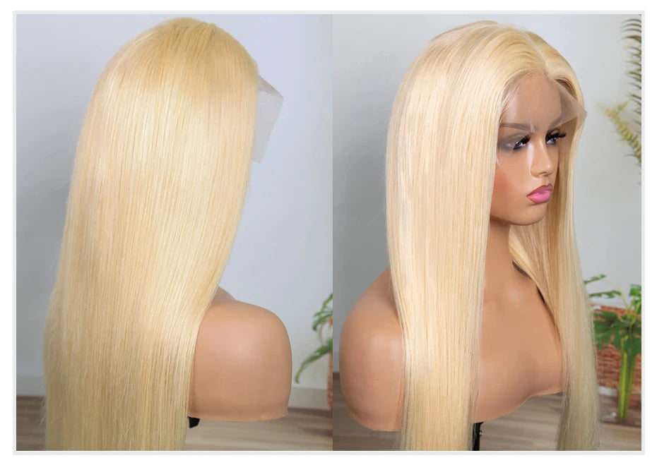 13x4 13x6 360 HD Transparent 613 Honey Blonde Color Lace Front Human Hair Wigs for Women Raw Brazilian Straight Lace Frontal Wig