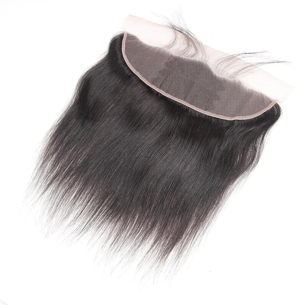 Straight Human Hair Bundles With 13×4 HD Lace Frontal Bundles 100% Human Hair Extensions Brazilian Weave Raw Hair Natural Color